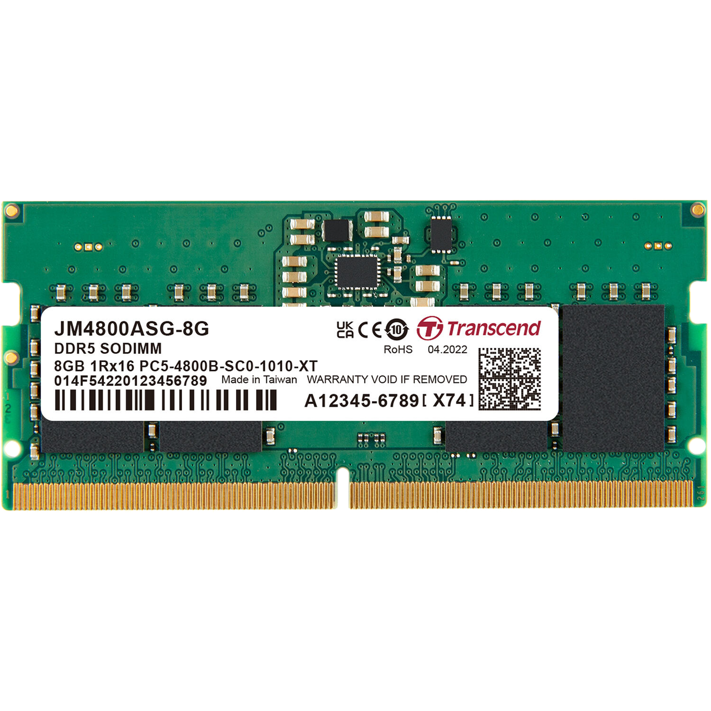 Transcend 8GB (8GB x 1) DDR5 4800MHz SO-DIMM Laptop Memory Module