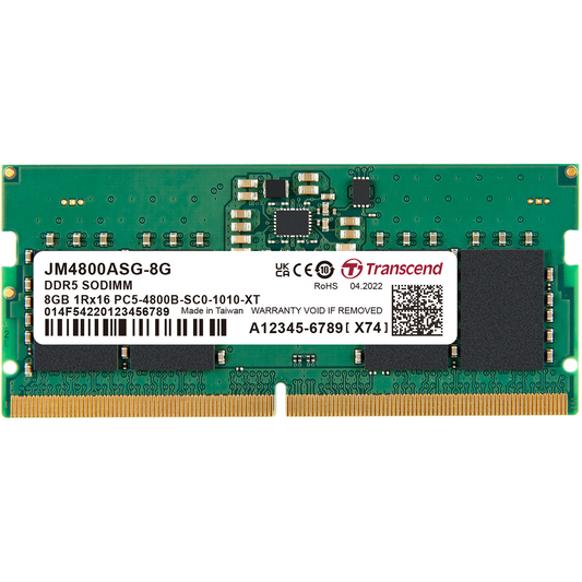 Transcend 8GB (8GB x 1) DDR5 4800MHz SO-DIMM Laptop Memory Module