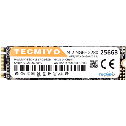 TECMIYO 128GB PCIe/SATA NGFF M.2 2280 Internal Solid State Drive