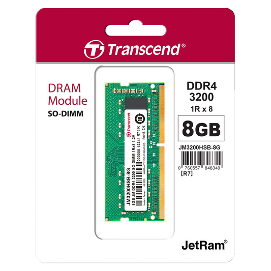 Transcend 8GB (8GB x 1) DDR4 3200MHz SO-DIMM Laptop Memory Module